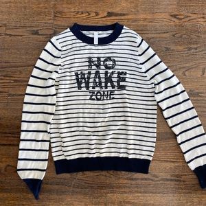“No Wake Zone” black and white striped sweater SI-IAE